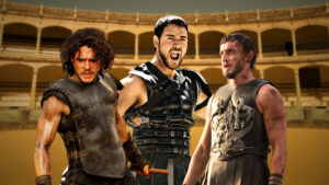 3 gladiateurs : Milo, Maximus et son fils Lucius