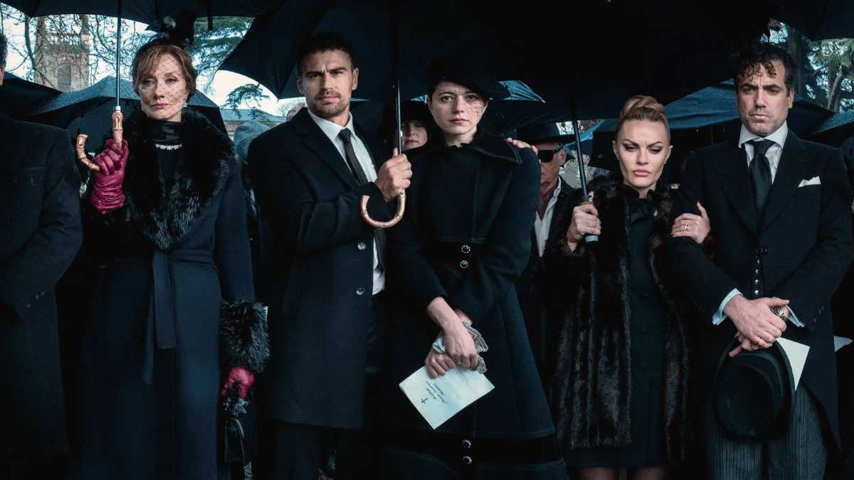 Les personnages principaux de The Gentlemen à un enterrement