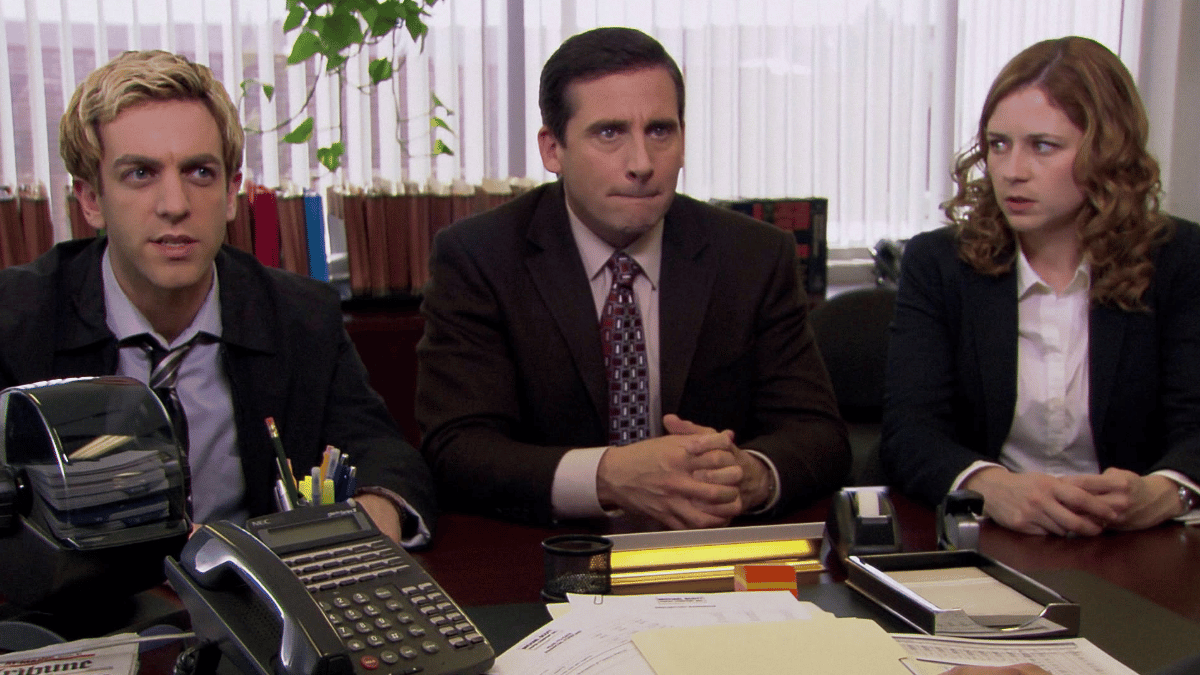 Ryan Howard, Michael Scott et Pam Beesly au bureau