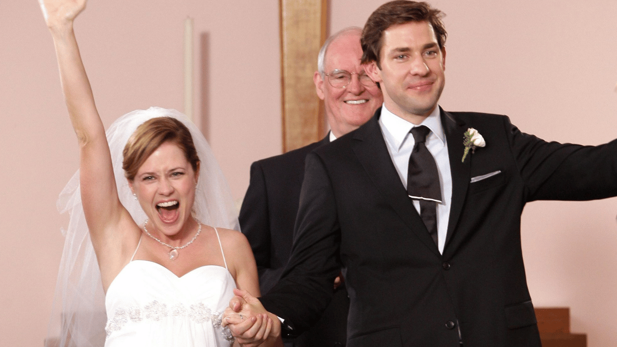 Pam et Jim pendant leur mariage