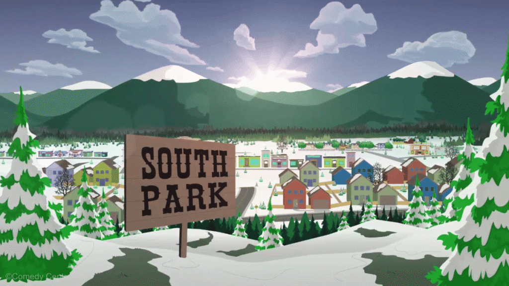 ville de south park pendant le générique de début