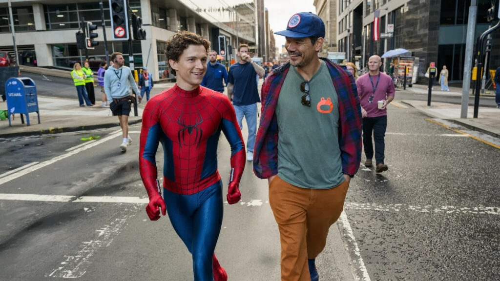 Tom Holland et Destin Daniel Cretton sur le tournage de Spider-Man Brand New Day